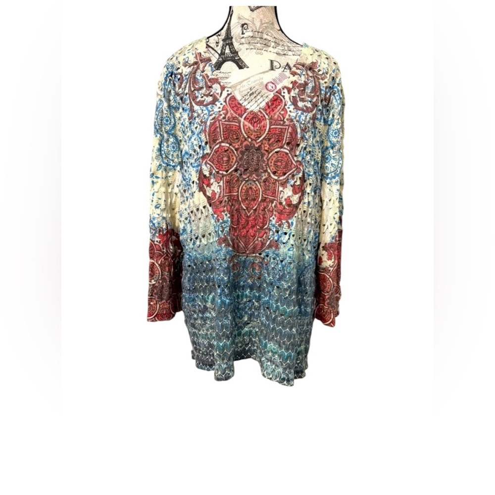 Wrangler Bohemian Western Style Crochet Openwork Paisley Print Plus Size 3XL